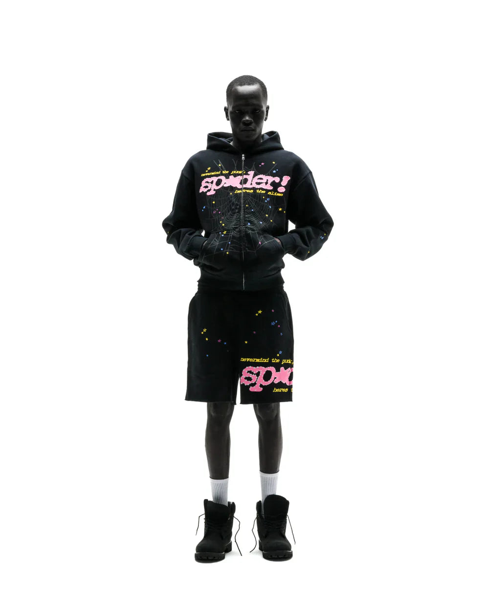 Sp5der Black Punk V2 Zip Hoodie